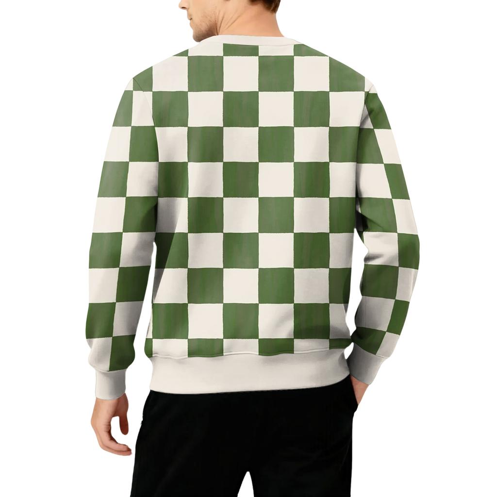 Men's Round Neck Fleece-Lined Thick Color Sweatshirt