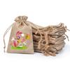 Egg Hunt Easter Favor Bags Linen Fabric Assorted Patterns Reusable Design For Candy Gifts Drawstring Candy Pouches