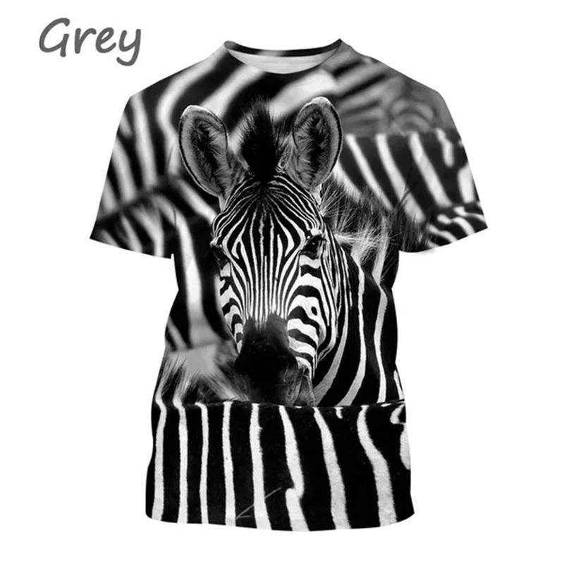 Zebra Pattern T Shirt Men's Cute Animals 3D Printed T-Shirts Summer Fashion Kids Women Casual Cool O Neck Loose Tees Tops