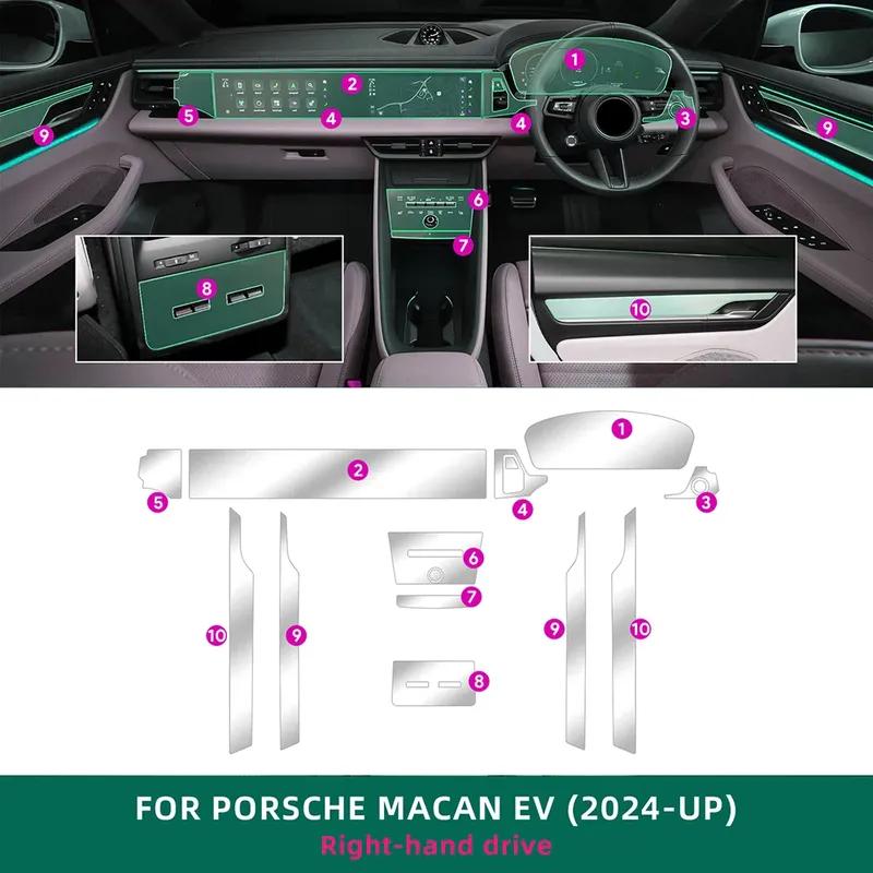 For PORSCHE Macan EV 2024 2025 Anti-Scratch Sticker Gearbox Panel Navigation Screen Automotive Interior TPU Protective Film