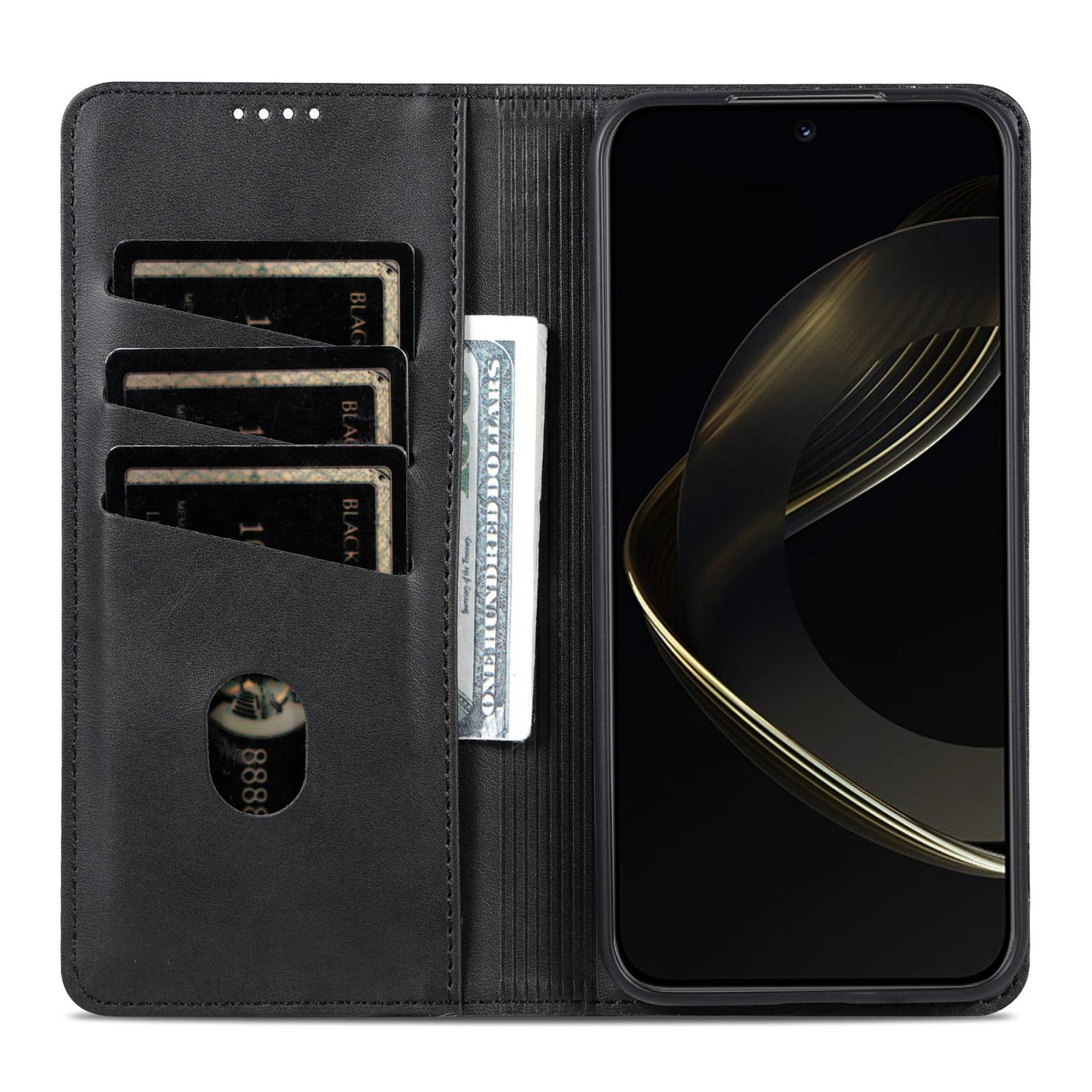 

AZNS For Oppo Reno13 F 5G Case Cowhide Texture PU Leather Wallet Phone Cover Black