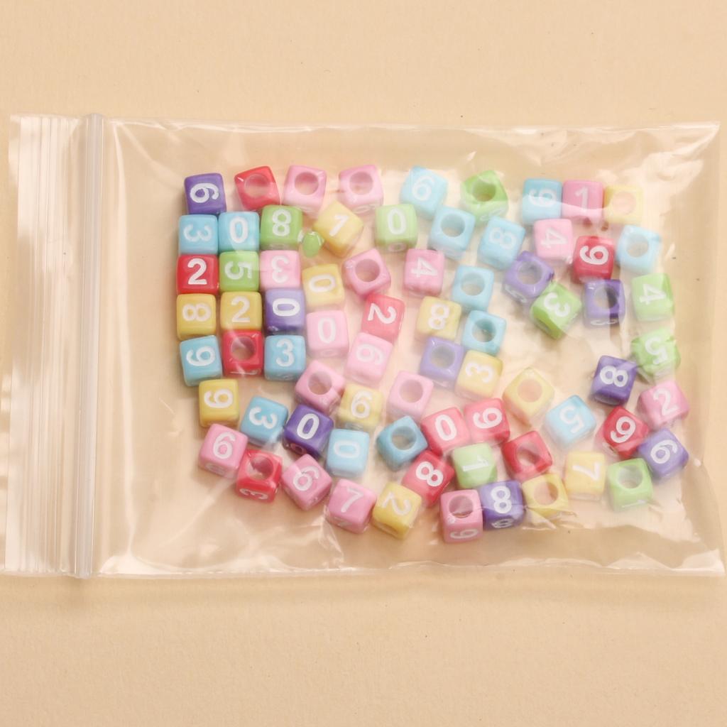 80Pcs 5.5mm Acrylic Cube Beads Digital Beads Large Hole Beads Square Digital Beads For Jewelry Making DIY Necklaces And Bracelets