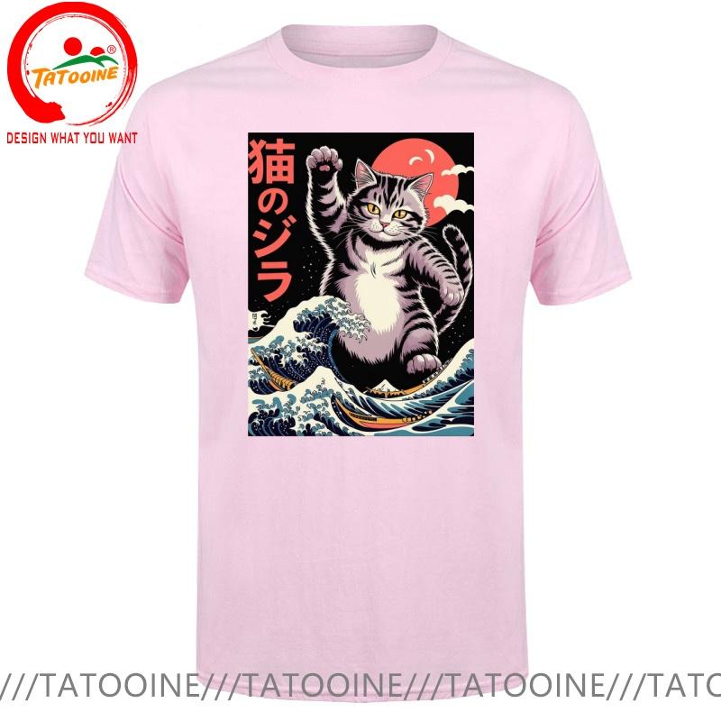 Funny Design Japanese Style The Great Kanagawa Cat Sred Doublet Unisex Fashion Trendy Casual Clothing Stylish Tops Tee Shirt Leisu