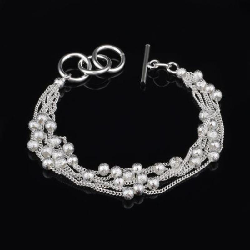 Women Shiny Faux Pearl Beads Bangle Shimmers Charm Chain Bracelet Jewelry Gift