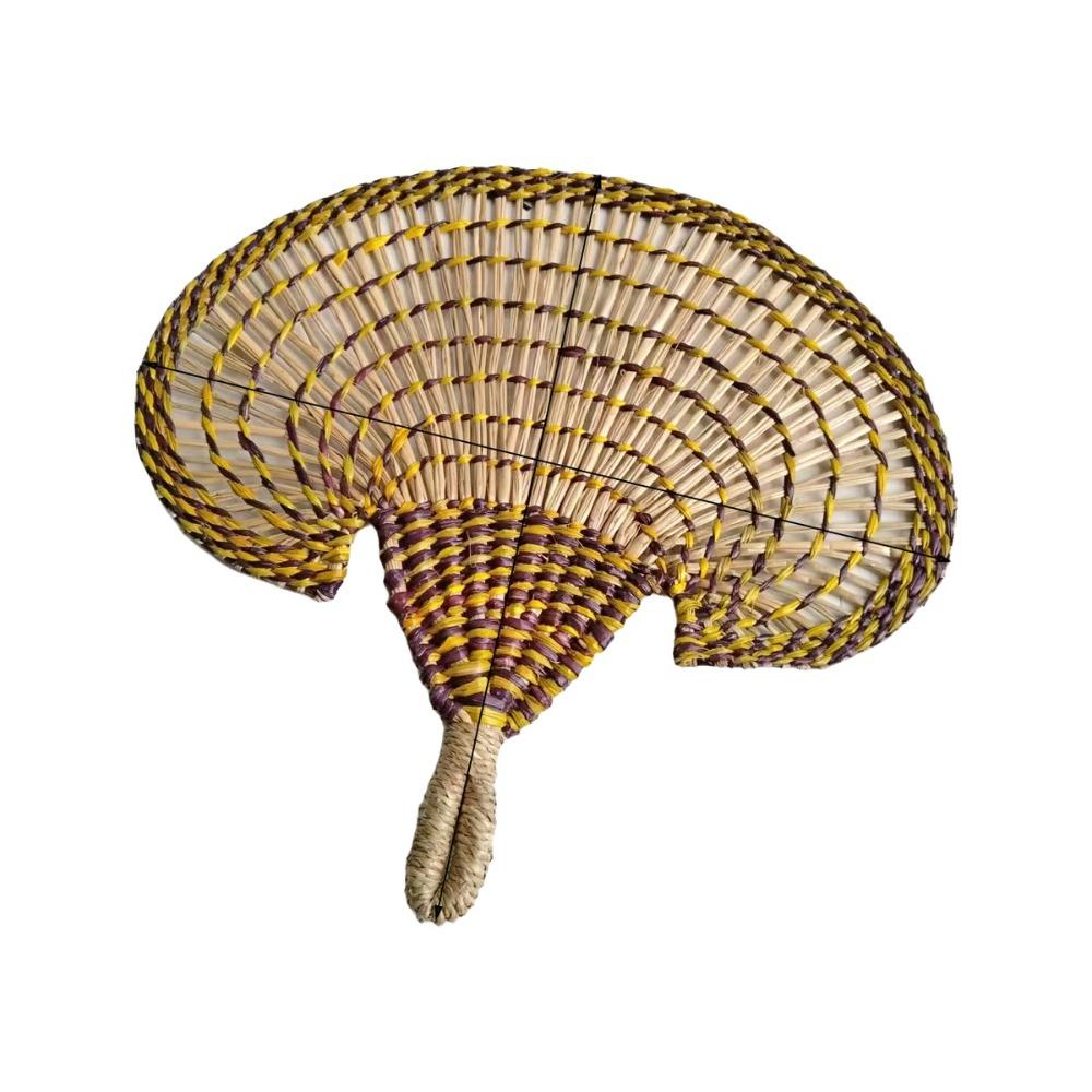Bohemian Hand-woven Straw Fan Colorful Hand Braided Fan Decorative Handmade Fan  Beach