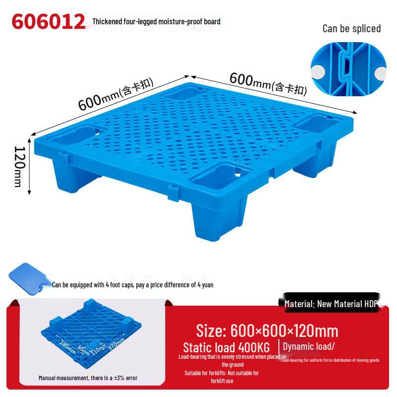 Warehouse Grid Plastic Pallet: Thickened Moisture-Proof Single-Sided Floor Mat for Logistics.