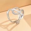 European Geometric Stainless Steel Open Ring: Gold-Plated Intersecting Design for Women