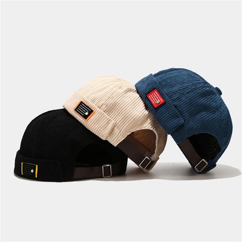 Men Women Retro Dome Melon Brimless Beanie Cap Unisex Skullcap Sailor Cotton Mechanic Trendy Color Elastic Panels Docker Hat