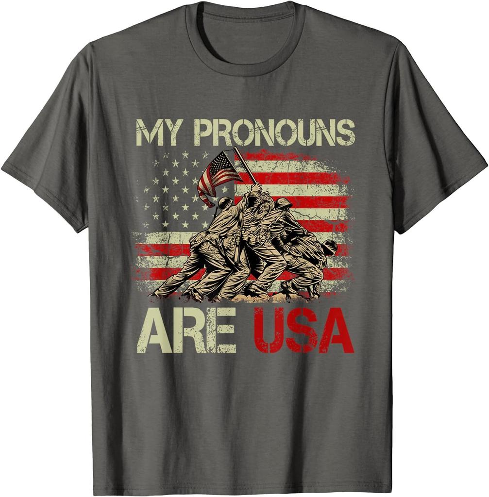 My Pronouns Are Usa 4th Of July American Flag Gift Unisex T-Shirt