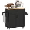 Trolley insulă bucătărie dulap cu sertare multi-depozitare cu 2 uși și raft reglabil 105 x 36 x 85 cm negru