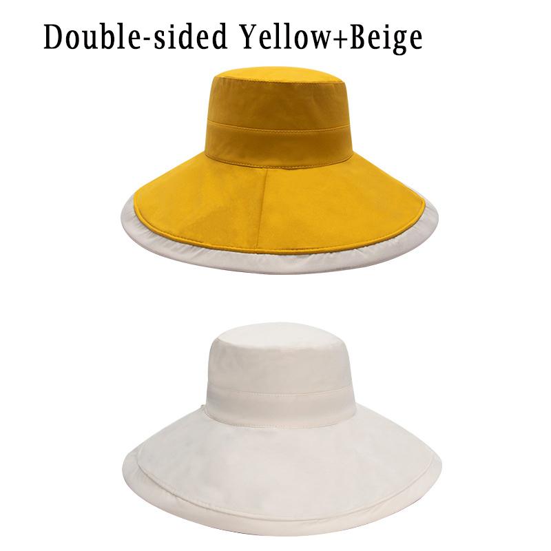 K221 Hat Female Summer Sun Hat Sunscreen Double sided Fisherman Hat Wild Anti-Ultraviolet Big Brim Women s Hat Bucket Hat Panama 56-58CM