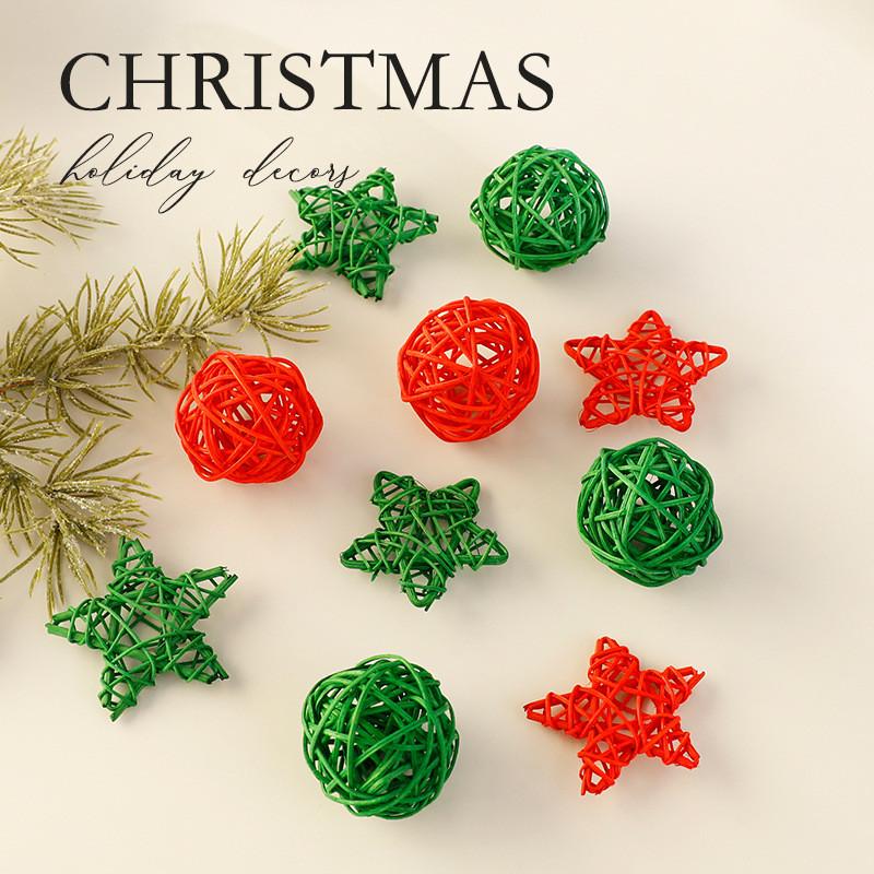 Christmas Wicker Decorations Star Heart Hanging Set For Festival Celebration