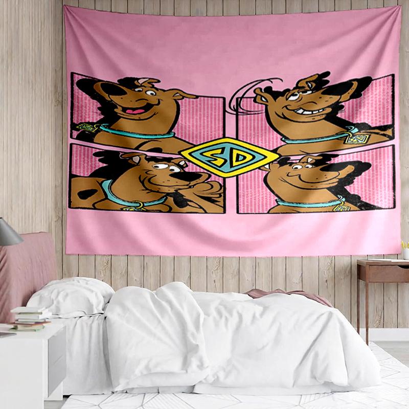 Scooby-Doo Print Tapestry, Backdrop, Easy Setup, Ideal for Bedroom, Office & Living Room, with Aesthetic Wall Hanging Decor.
