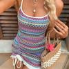 Summer Seaside Vacation Strap Skirt Ethnic Style Colorful Embroidered Sexy Dress