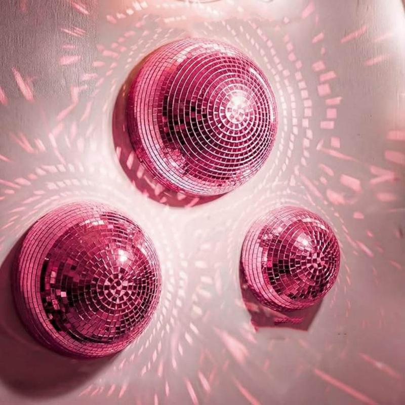 Set of 3 Disco Ball Half Sphere Wall Decoration Mirror Tile Party Backdrop Accent with Adhesive Pad for Room Styling