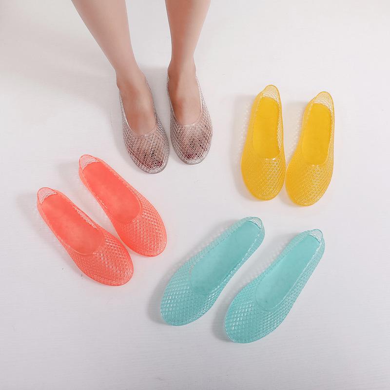 Korean Low-Cut Mesh Slip-On Transparent Women's Sandals
