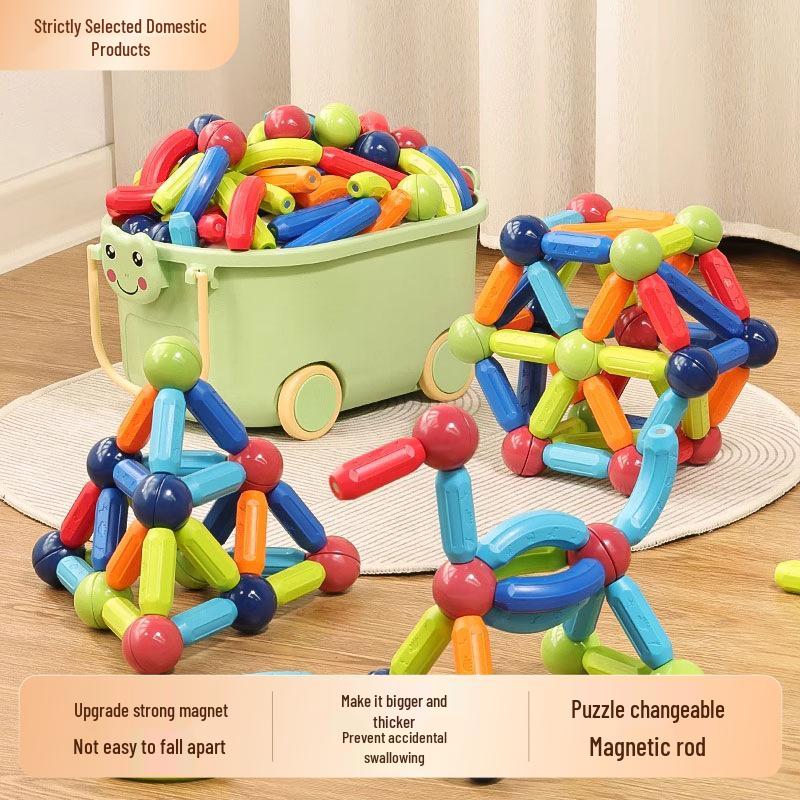 3D Magnetic Rod Building Blocks for Kids - Strong Magnet Puzzle Toy for Boys