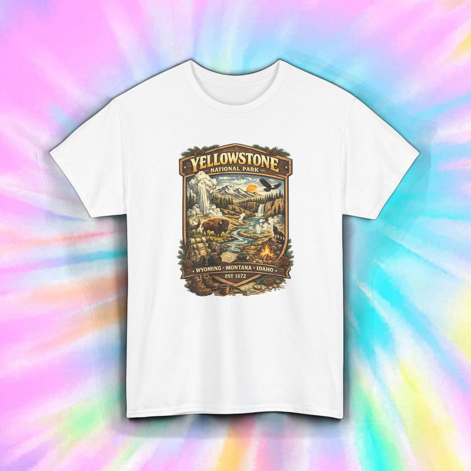 Yellowstone National Park Camping Wildlife Vintage Graphic Tee Shirt S-5XL XL