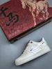 Original Pure White Air Force 1 Year of the Horse Limited Low-Top Sneakers, Black Sports Casual Shoes, Wheat Color, Unisex Style