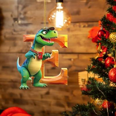 Christmas Dinosaur Ornament Hanging Pendant with Lanyard Cartoon Style Christmas Tree Funny Dinosaur Decoration