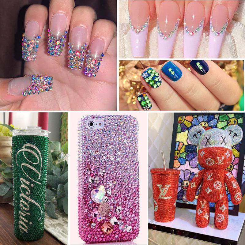 Round Resin Flat Bottom Drill Transparent Bottom Luminous Nail Drill Diy Mobile Phone Violent Bear Loose Diamond Accessories Accessories