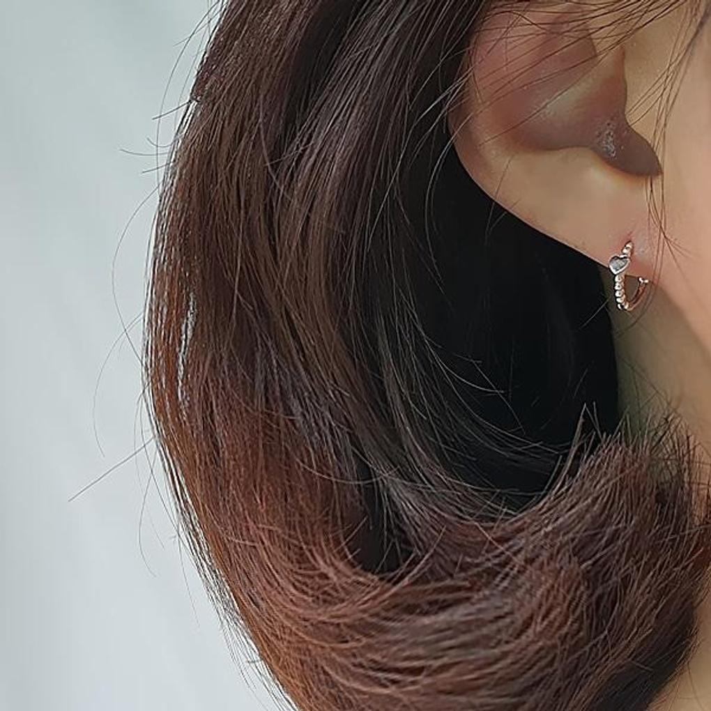 

Women s Charming Heart One-Touch Hoop Earrings (Petit Heart) pink gold