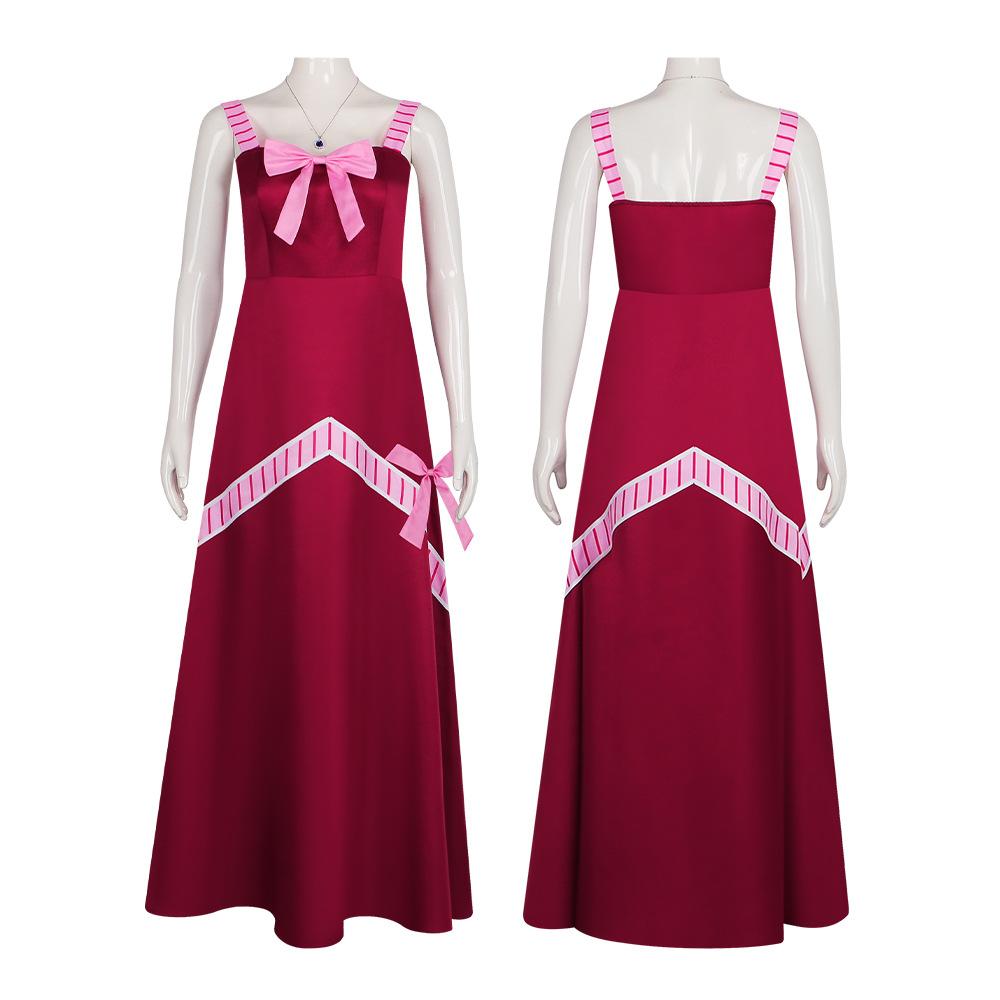 Cosplay goblin tail cos costume Miraj Strauss burgundy dress cosplay costume halloween