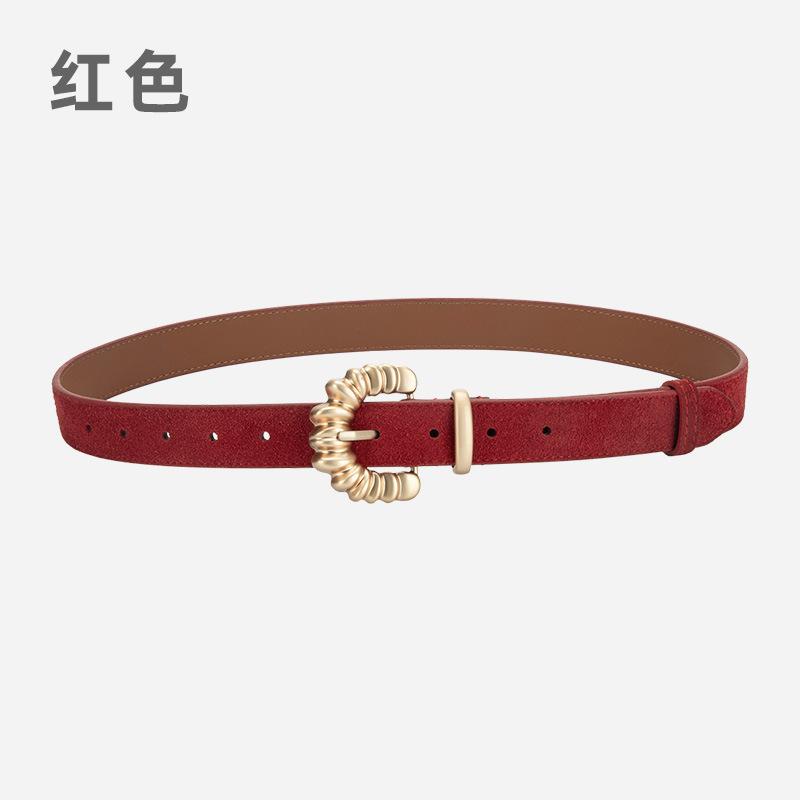 Frosted Velvet Leather Women'S Belt With Jeans Dress Decorative Pin Buckle Belt Women'S