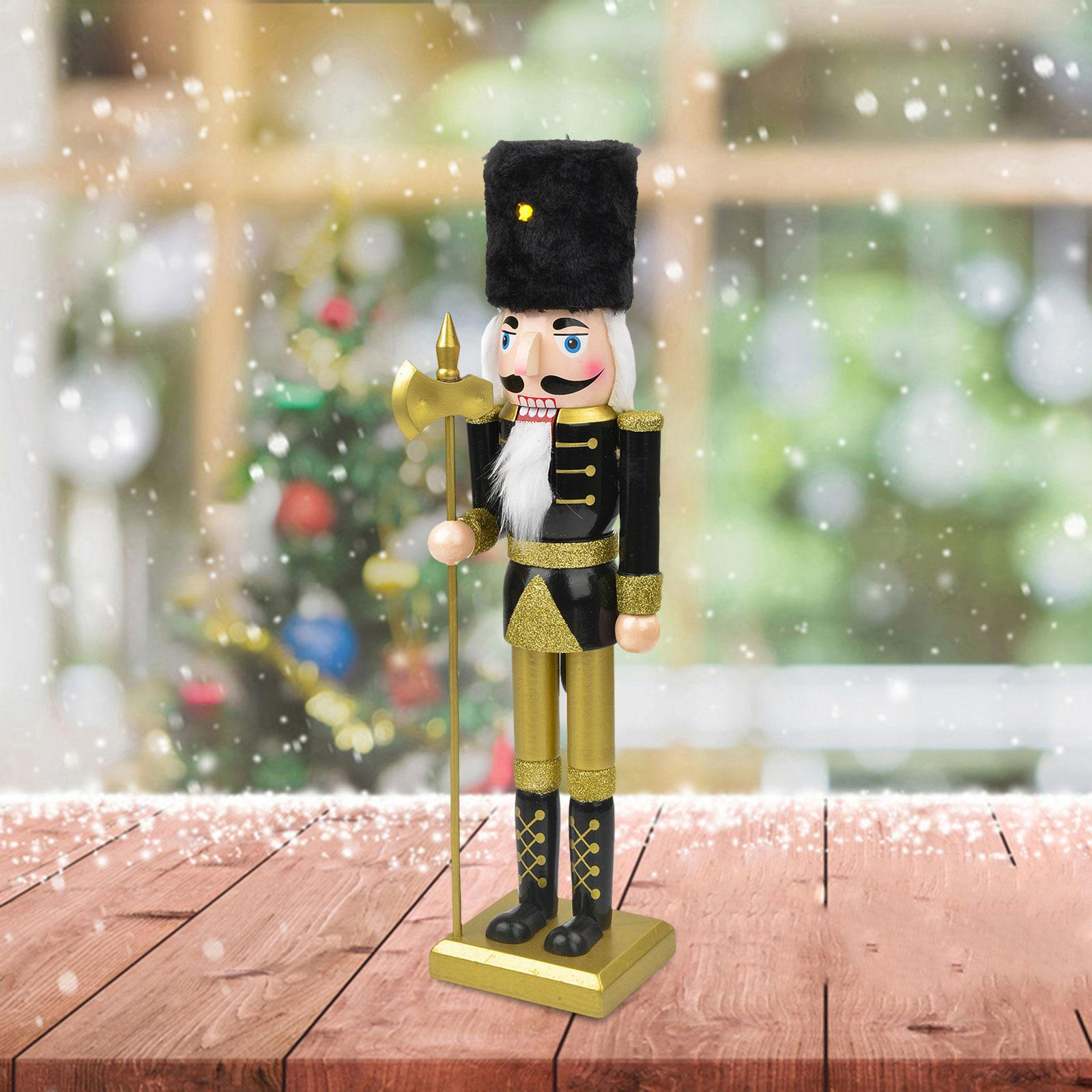Christmas Nutcracker Hand Painted Doll Wooden King Solider Figurine for Display Party 25cm Style D