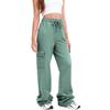 Women Cargo Sweatpants Stacked Pants Warm Fleece Drawstring Waist Casual Joggers Trousers
