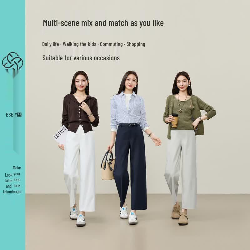Women's High-Waist Wrinkle-Resistant Straight-Leg Ankle Pants