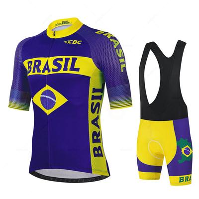 Brazílie sada cyklistického dresu s krátkým rukávem pro muže anti-UV sady cyklistického sportovního oblečení tým letní cyklistické oblečení Maillot Ciclismo Hombre