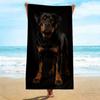 Oversized Hondenstrandlaken, Zacht Microvezel Sneldrogend Realistische Rottweiler Print Badlaken, Grote Zwembad & Reisstranddeken
