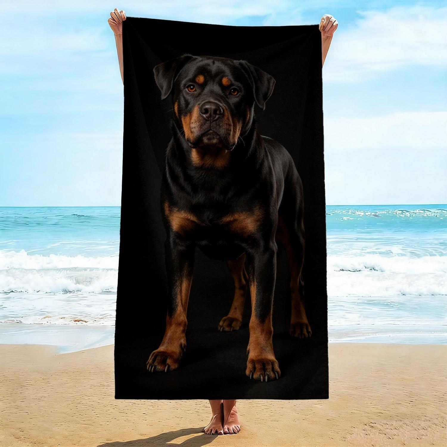 

Oversized Dog Beach Towel, Soft Microfiber Quick Dry Realistic Rottweiler Print Bath Towel, Large Pool & Travel Beach Blanket W40*H60(CM)