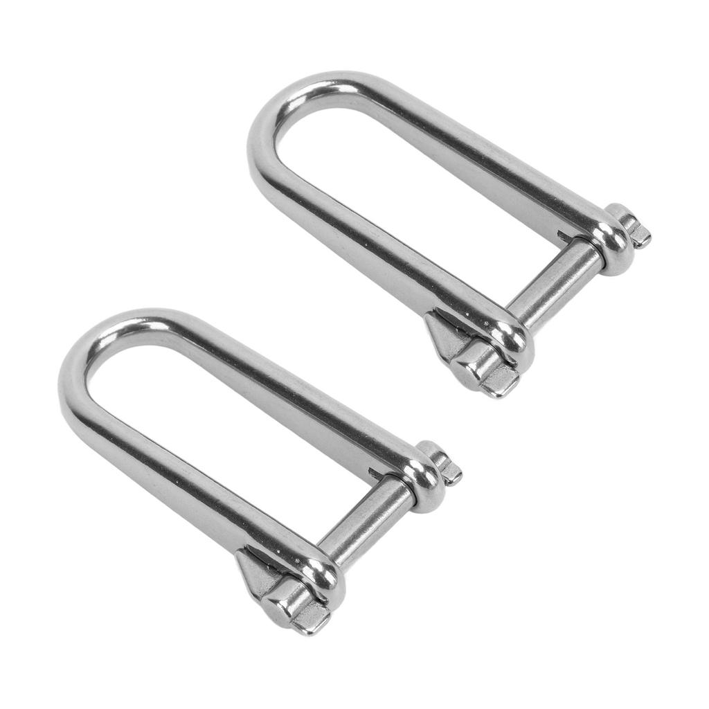 2pcs Long D Shackle Heavy Duty 8mm Marine Grade 316 Stainless Steel D Ring Shackles for Boats RVs Trailer