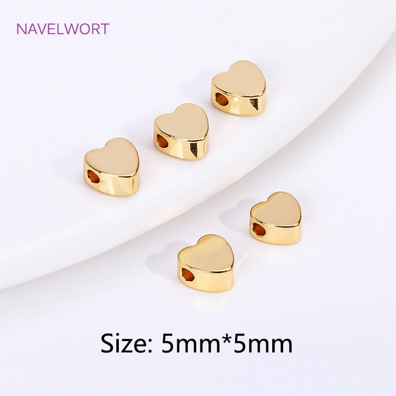 18K Vergoldete Herz-Abstandshalter Perlen Für Schmuckherstellung,Schmuckzubehör zum Perlen,Messing Lose Perlen DIY Schmuckzubehör Großhandel