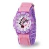 Minnie Mouse Bezel Stainless Steel Time Teacher Analog Nylon Strap Light Purple and Pink Classic Kids' Watch, Purple,