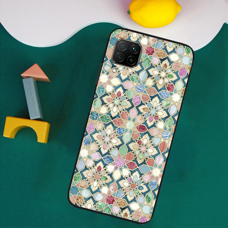 Muted Moroccan Mosaic Tiles For Huawei Nova 11i 12s 12i 8i 7i Y73 Y70 Y90 Y60 Y72 Y61 Y91 9 10 SE P30 Pro P40 Lite Case
