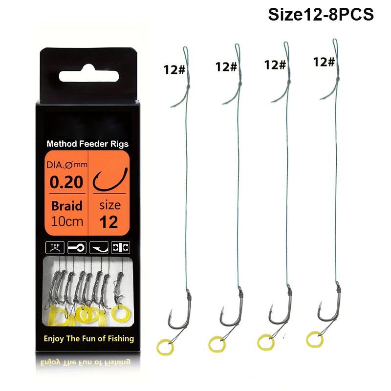 

8Pcs/Box Method Feeder Fishing Equipment 4Inch Braided Wire Lead Pendant Barb With Needle #6/#8/#10/#12 For Carp Fishing 12