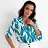 Camicia Vintage a Maniche Lunghe con Stampa Donna Colletto Classico Blusa Casual Top da Ufficio Abbottonatura Camicie Eleganti Larghe Femminili 24189
