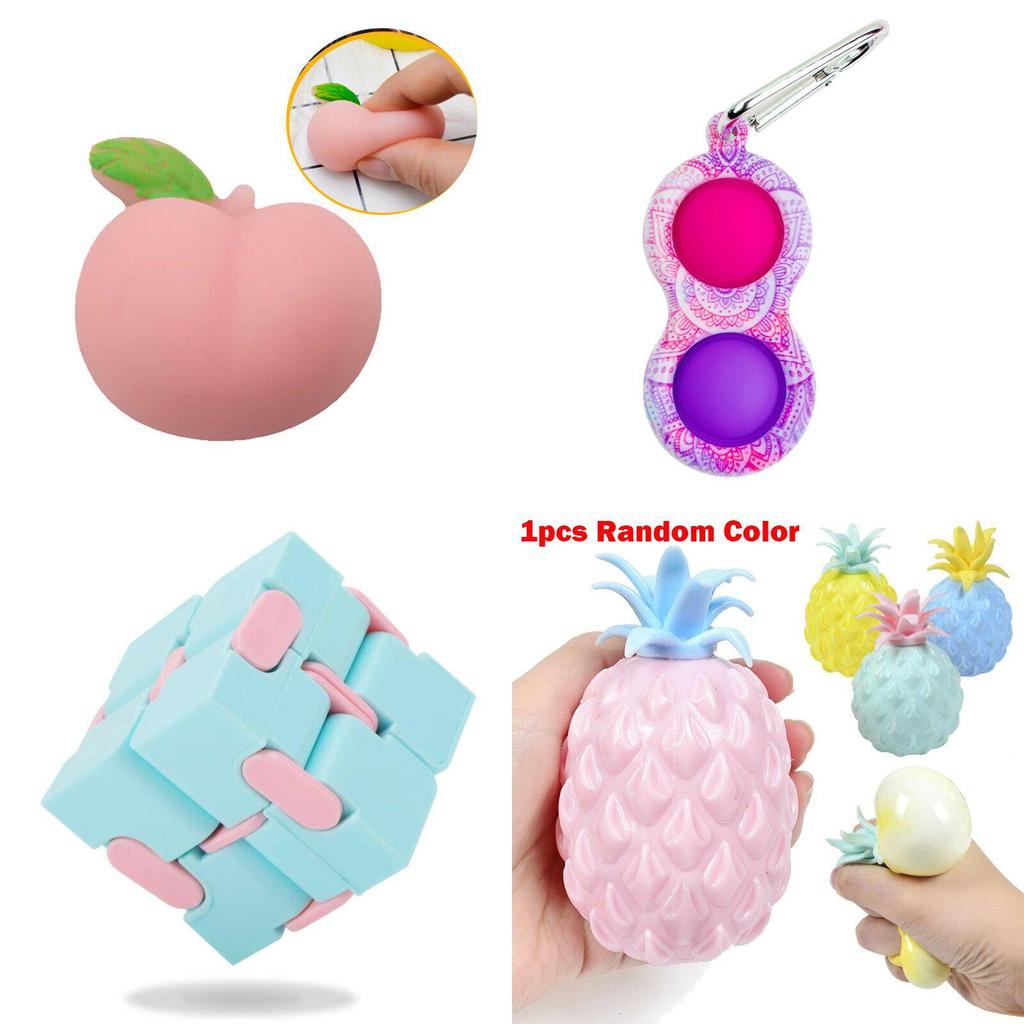 Colorful Fidget Toys Set Featuring Infinity Cube And Simple Dimple Stress Relief Tools