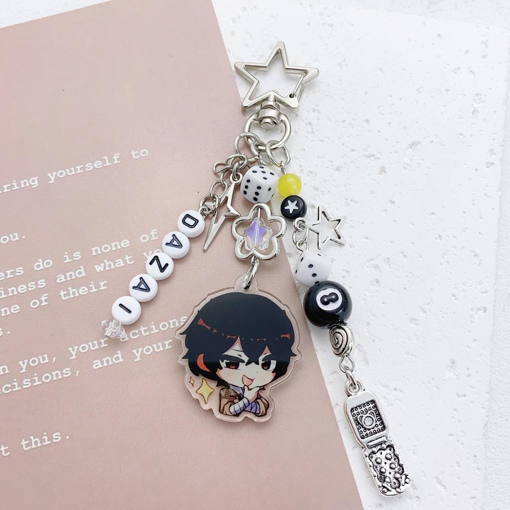 Anime BSD Dazai Osamu and Chuuay Keychain Bungou Stray Dogs Soukoku Inspiration Key Ring Cosplay Accessories Backpack Decor