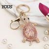 Oxidation Resistant Keychain Pendant, 3D Turtle Design Key Holder with Sparkling Rhinestones Inlaid, Alloy Shell Pendant Easy to Attach Lucky