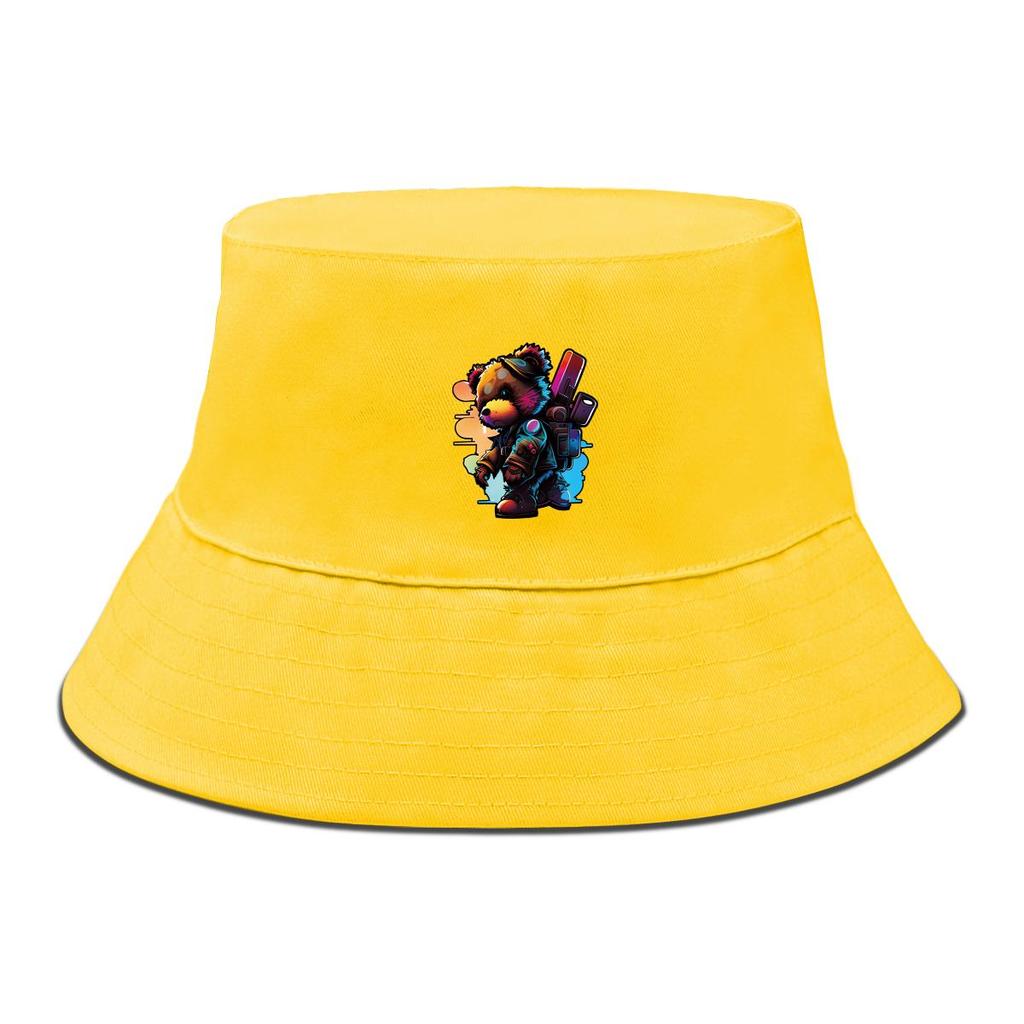 Pălărie Bucket cu Imprimeu Colorat cu Urși, Pălărie Cool Animal Fisherman Culoare Solidă de Vară Unisex pentru Plajă