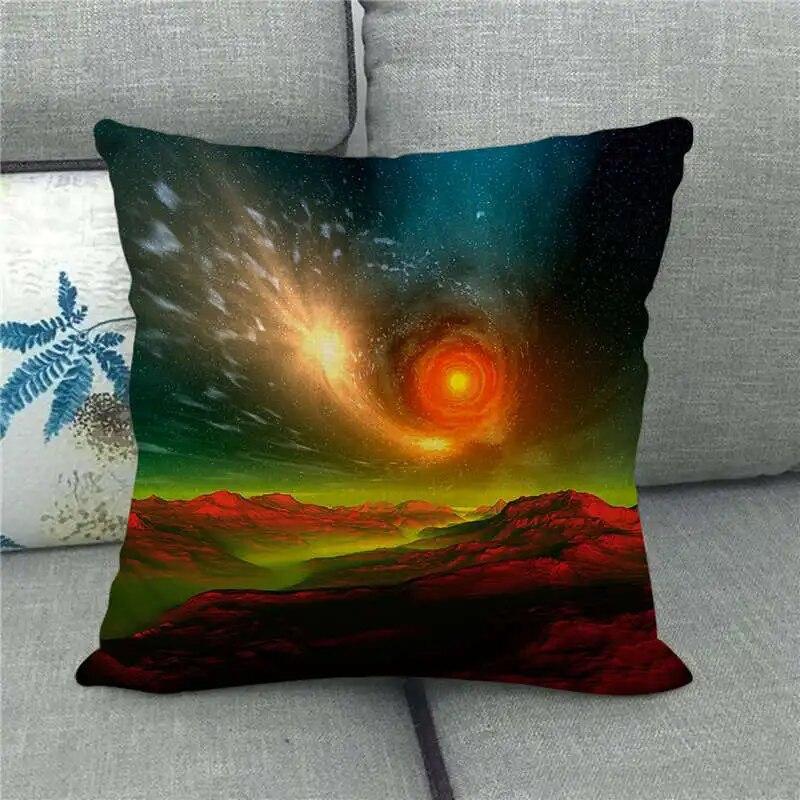 Exquisite Cosmic Pillowcase Colorful Planet  Perfect Gift Bedroom Living Room Sofa Boys  Square