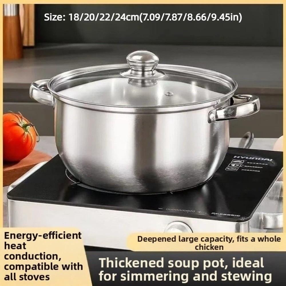Stainless Steel Double Bottom Soup Pot with Lid Induction Cooker Pot  General Use