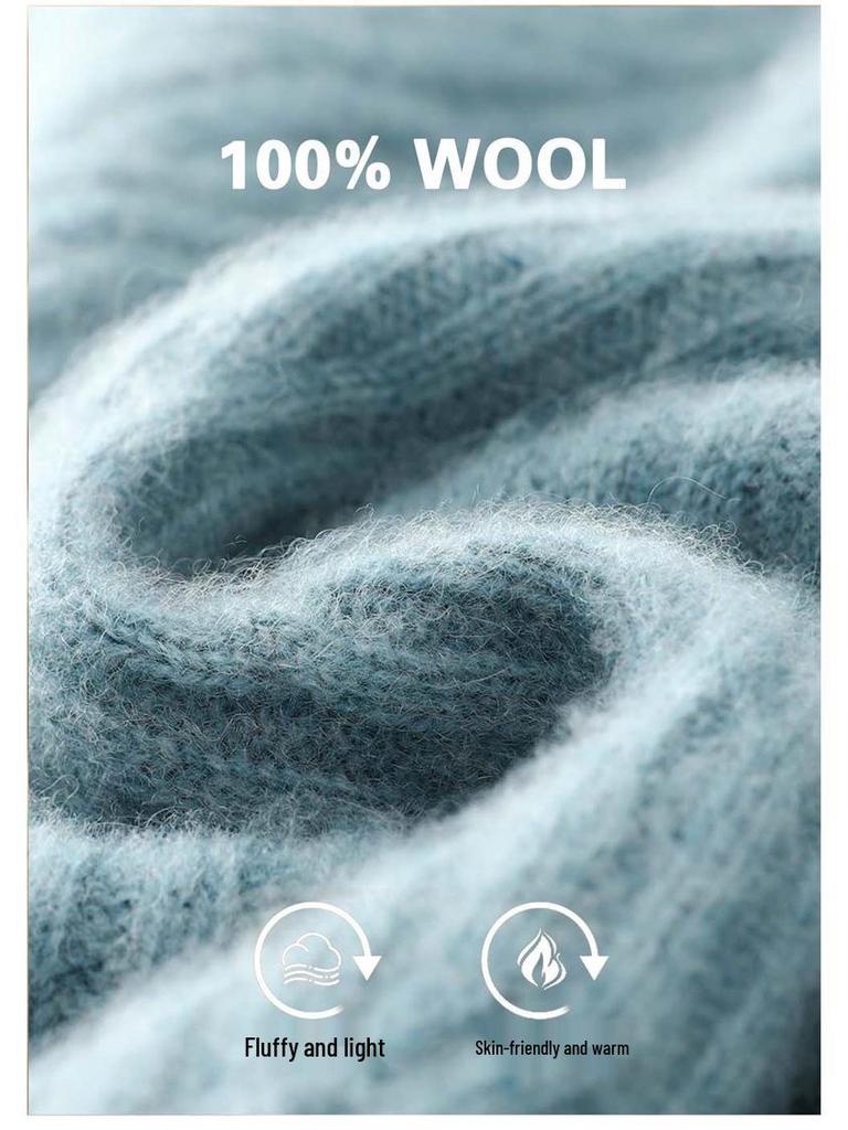 Pánský zimní svetr s kulatým výstřihem ze 100% čisté vlny - Jednobarevný kašmírový svetr, Ležérní obchodní pletený základní vrstva