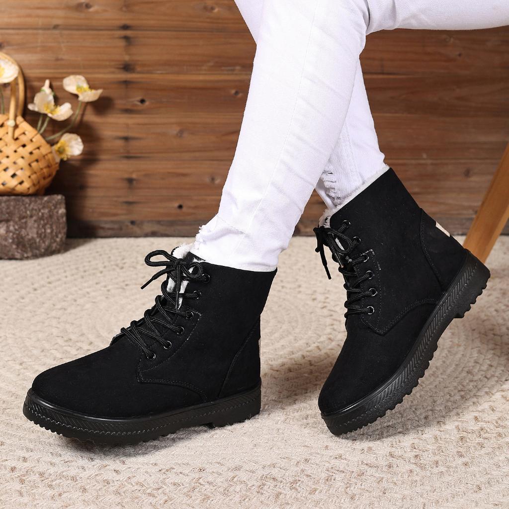 Snow Boots Winter New Women's Shoes Fashion Cotton Shoes Waterproof High Boots Warm Thickened Large Size Women's Boots Lace Up