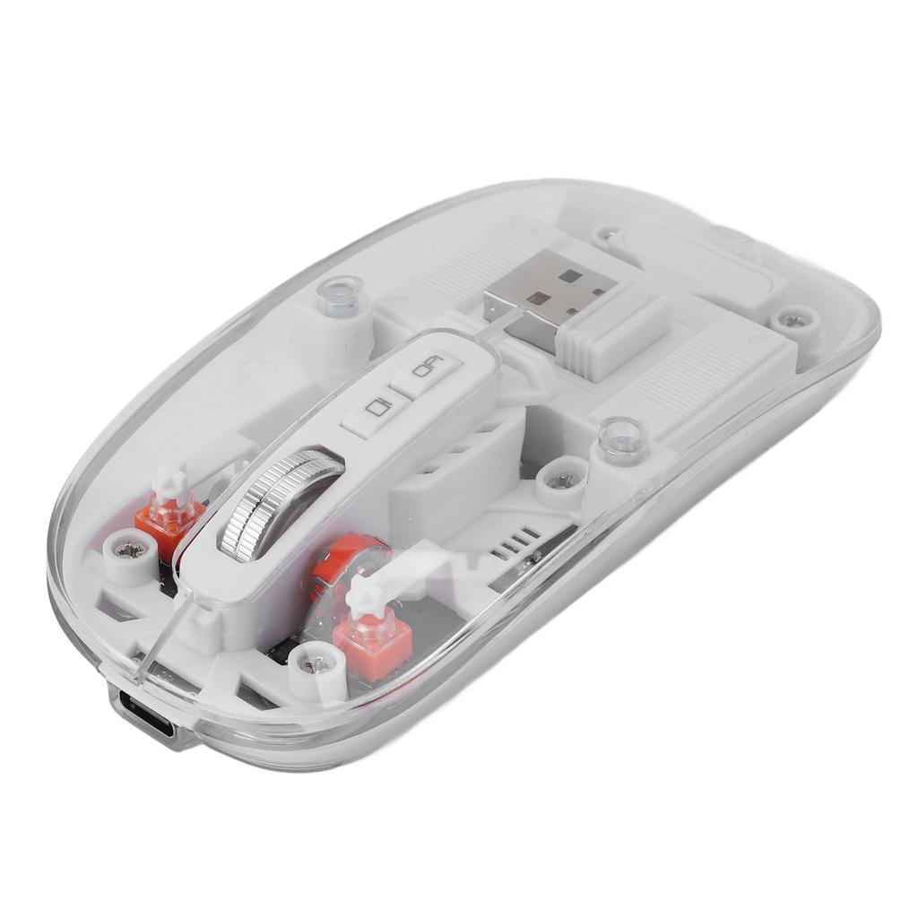 Transparent Computer Mouse 2.4G BT1 BT2 Tri Mode USB Rechargeable Wireless Bluetooth Mouse with USB Receiver for Laptop