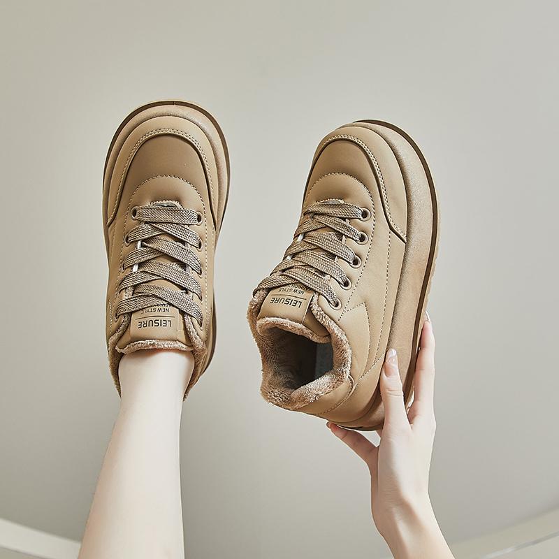 fashion 2024 Autumn Fashion New Women's Comfortable Lace-up Non-slip Solid Color High-top Shoes